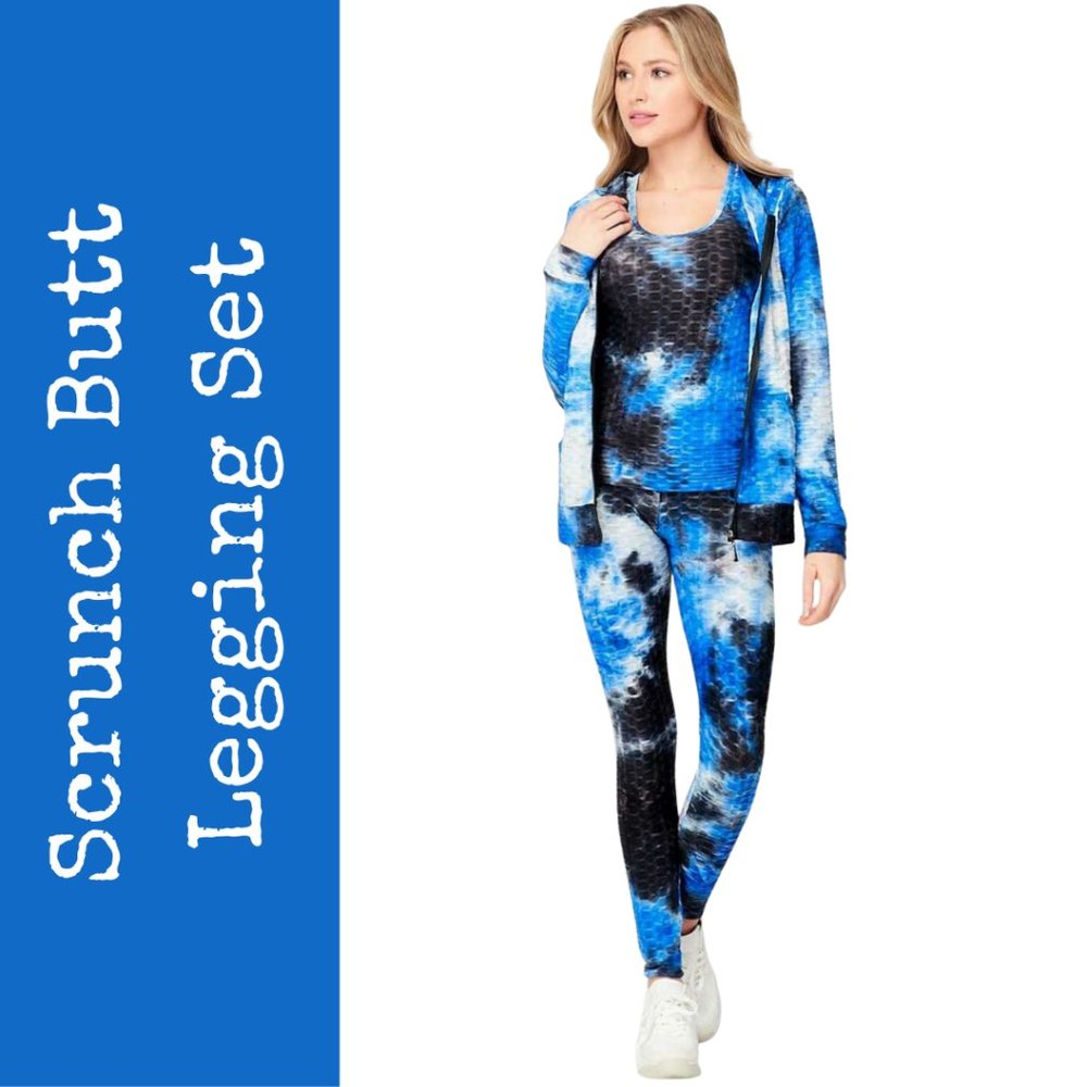 Groovy Textured  Scrunch Butt Tie Dye Legging Set